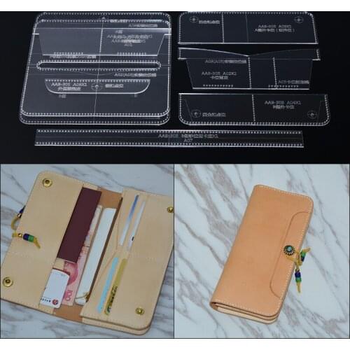 1 Set DIY Long Wallet Acrylic Template Leather Craft Sewing Pattern Accessories 21*10*2cm