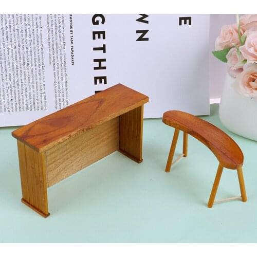 1set 1:12 Dollhouse Miniature Wooden Bar Table Chair Set Doll House Decor