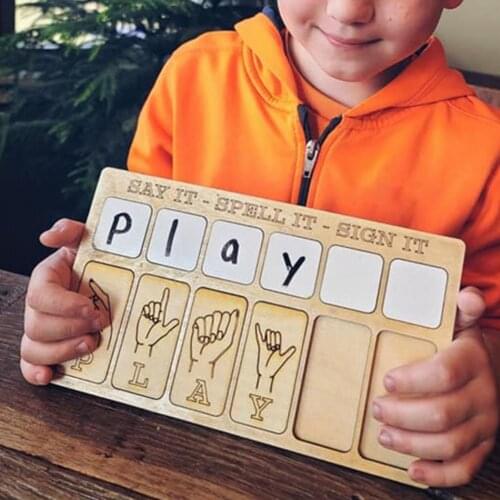 1 Set Educational Jigsaw Puzzle Portable Wood Problem-solving Ability Sign Language Jigsaw for School