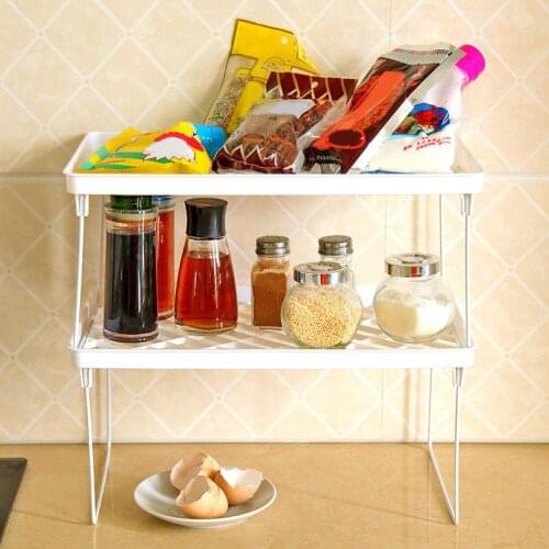 1 Pcs Storage Rack Shelf Foldable Holder Organizer Stackable Kitchen Bathroom Cupboard C1