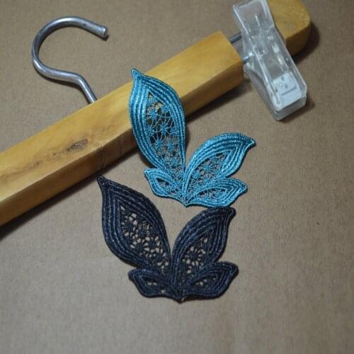 12pcs/lot)New blue~black butterfly Sewing Motif Venise Lace Applique for Garment Embroidery Lace patches17112611