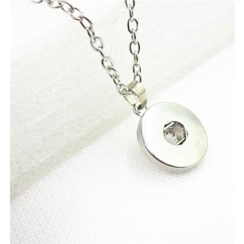 20pcs 18mm/12mm Snap Button Necklace Silver Snap Pendant Buttons Snaps Necklace Jewelry With 50cm necklace Chain
