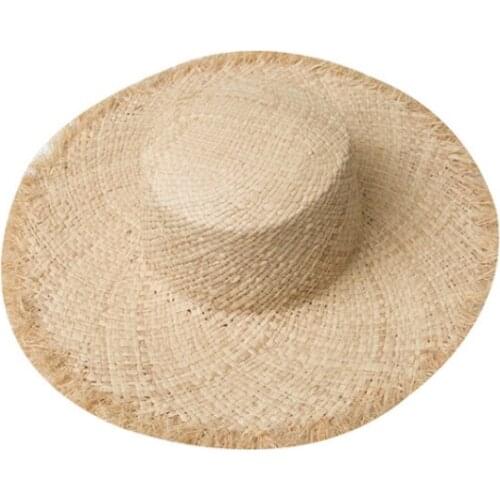 2021Panama Hat Simple Summer Beach Hat Female Casual Lady Women Flat Brim Bowknot Straw Cap Girls Sun Hat