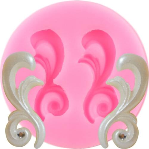 3D Scroll Leaf Silicone Mold Relief Fondant Mould Cupcake Topper DIY Cake Decorating Tools Chocolate Candy Polymer Clay Moulds