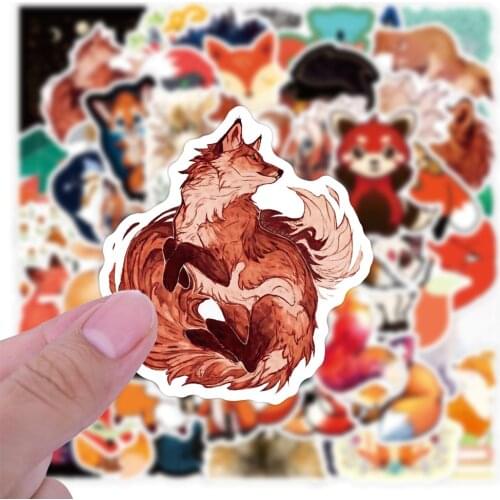 50pcs Cute Fox Vulpes Graffiti Stickers Little Fox Sticker DIY Laptop Luggage Refrigerator Motorcycle Skateboard PVC Kids Toys