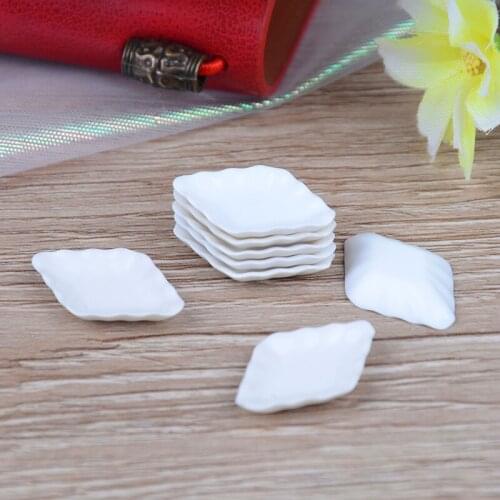 8Pcs Durable Mini Food White Dishes Tableware Miniature Doll House Accessories Dollhouse Trays Plates Doll Kitchen Toys