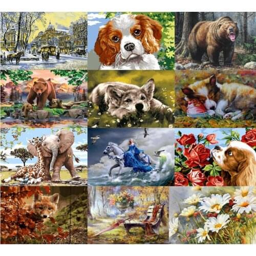 NEW 3D diamond embroidery diy Cat and dog bear wolf horse diamond painting full square resin rhinestone diamond mosaic picture