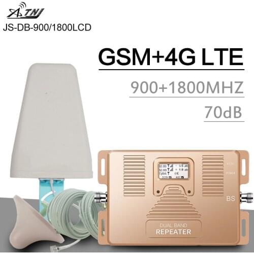 ATNJ 900/1800 Dual Band Mobile Signal Booster GSM DCS/LTE Signal Repeater Cell Phone B8 B3 Boost Voice 2g 4g LTE Amplifier 70dB