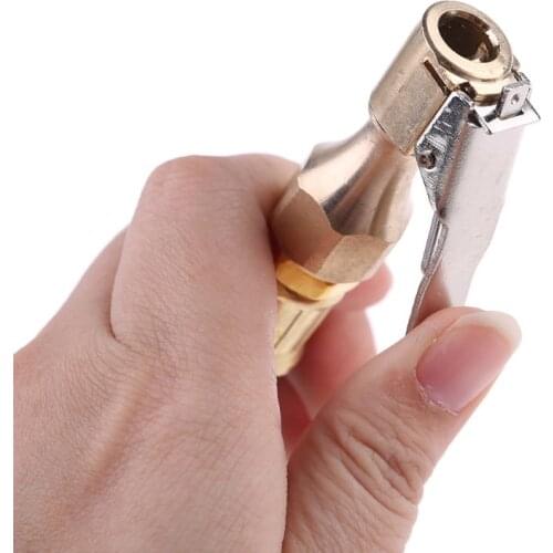 Car Tire Inflator Hose 1/4\" Fast Self-locking Chuck Pressure Gauge Air Hose Tube B85C