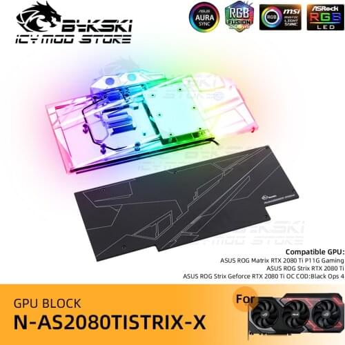 Bykski GPU Water Block Full Coverage Copper For ASUS Strix ROG RTX 2080TI Foundation VGA Watercooler POM A-RGB N-AS2080TISTRIX-X
