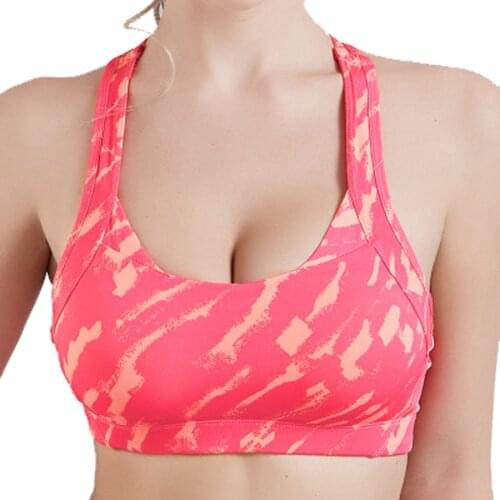 Yoga Bra Ladies yoga running sports underwear camouflage beauty back no steel ring underwear filled sports bra vest fitness