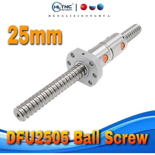 CN/RU/EU 25mm DFU RM 2505 Ball screw with ball nut end maching for BKBF20 + a double nut for CNC XZY for CNC