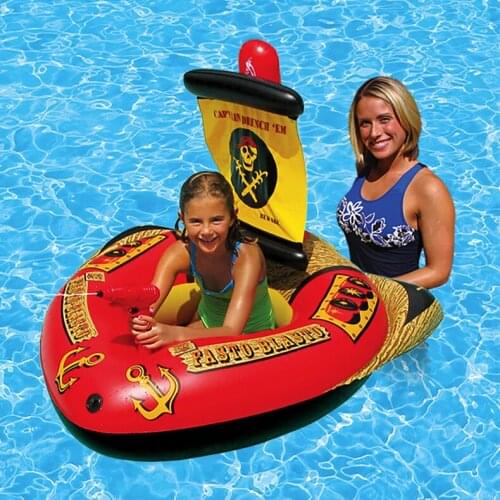 Children pirate ship thickened PVC water toys inflatable swimming ring baby seat ringpirate ship with water guns