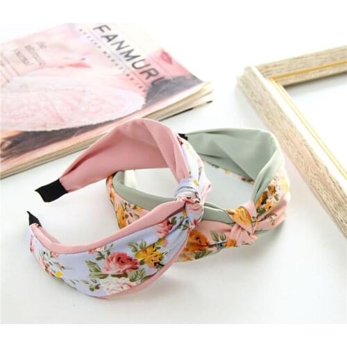 2021 Women Girls Bezel Printted Cross Hairband Headwrap Headband Trendy Korean Style Cross Hair Accessories Headwear Headdress