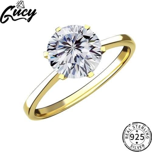 GUCY 925 Sterling Silver Moissanite Ring Jewelry Simple Style Anniversary For Women Jewelry Ring