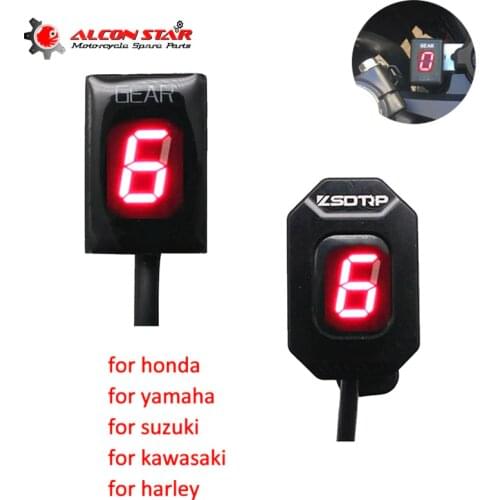 Alconstar- 1-6 Level Motorcycle Ecu Plug Digital Speed Gear Indicator Display with Holder for Honda for yamaha for kawasaki