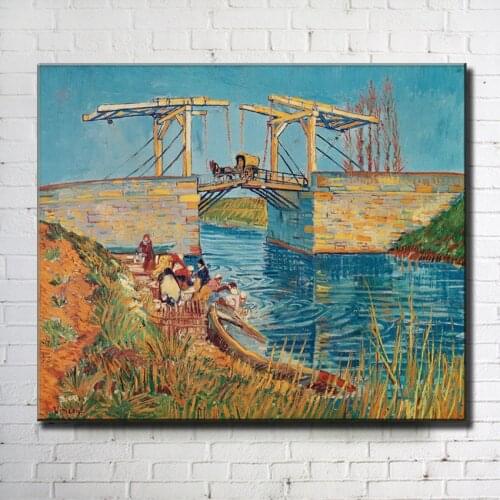 Impression Van suspension bridge river farmers canvas printings oil painting printed on canvas home wall art decoration picture