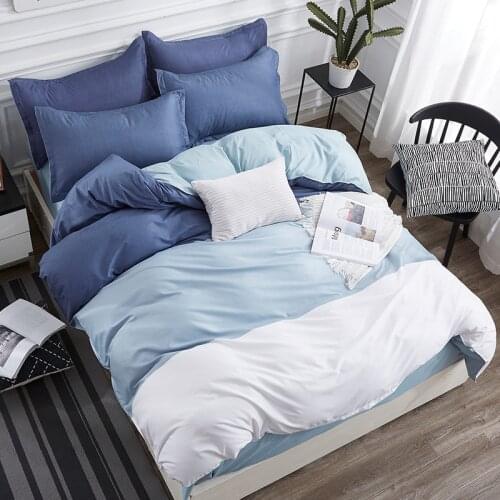 Light Dark Blue Bedding Set Duvet Cover Set Pillowcase Home Textiles 2/3pcs Bed Linen King Queen Size Dropshipping Fashion