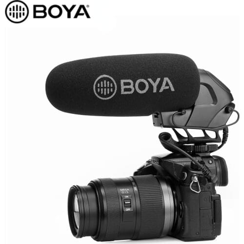 BOYA BY-BM3032 Shotgun Condenser Microphone Gain Pass Filter Super Cardioid for Canon Nikon DSLR Camera Camcorder Audio Recorder
