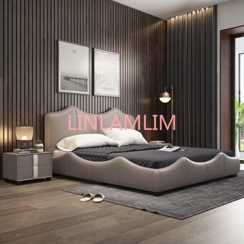 Real Genuine cow leather bed Soft Beds Bedroom camas lit muebles de dormitorio yatak mobilya quarto unique designer furniture