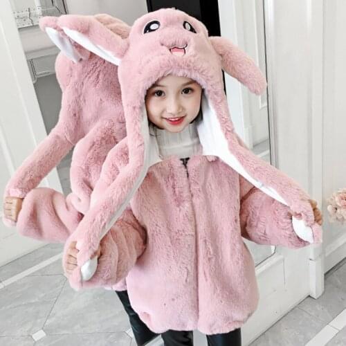 Fur Coat for Girls Fluffy Girls Winter Jacket Overcoat Kids Children Parkas Coat Hooded Teen Girl Jacket Manteau Fourrure Fille