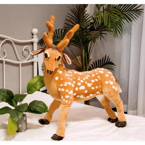 Cute real life sika deer stuffed plush toy cute deer animals plush doll soft plush toys kids children birthday christmas gift