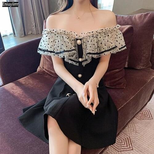 Off Shoulder Wrap Front Ruffle Mini Dress Women Summer Party Sheer Mesh Sexy High Waist Boho Slim Dresses