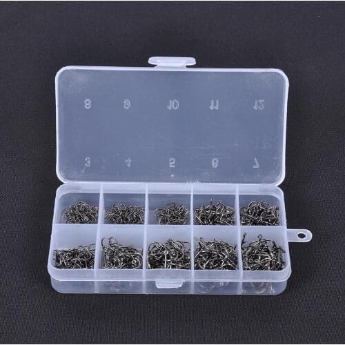 New Arrival 500pcs Carbon Steel Carp Fishing Jig Hooks with Hole Fly Fishing Tackle Box 3# -12# 10 Sizes Pesca Fish Hooks