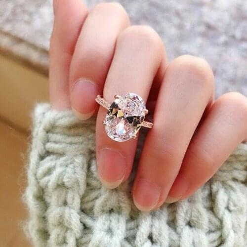 Oval cut 3ct Lab Diamond cz Ring 100% Original 925 sterling silver Engagement Wedding band Rings for Women Bridal Party Jewelry