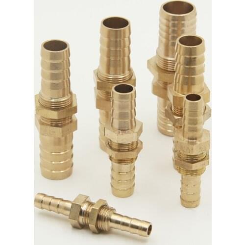 Pagoda through plate 6 8 10 12 14 16mm hose barb clapboard brass barb pipe fitting connector adapter for gas water copper
