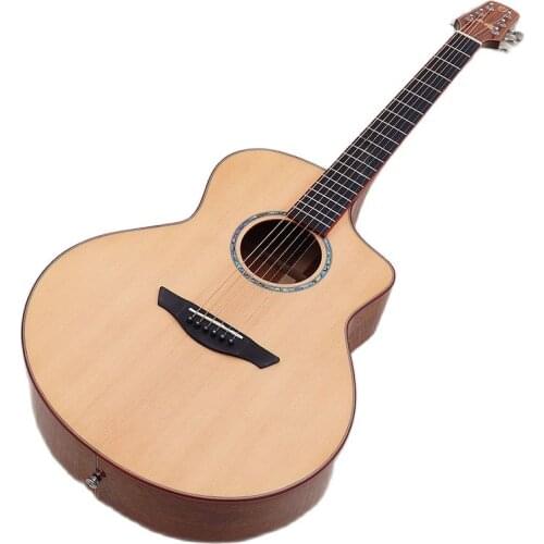 Full solid wood acoustic guitar 40 inch 6 strings guitar wood guitar folk guitar natural color high gloss finish