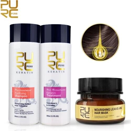 PURC 8% formaldehyde keratin treatment and purifying shampoo and remove odor after keratin Leave-In Hair Mask