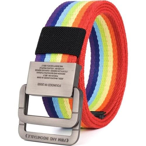 Nylon Canvas Belt men Army Tactical Belts man Outdoor sport double buckle Nylon Canvas cowboy pants Belt Rainbow Color NS35