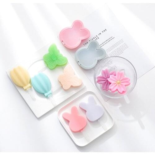 Silicone Ice Cream Mould Ice Cube Tray Popsicle Barrel Diy Lovely Mold Dessert Ice Cream Mold with Popsicle Stick Baking Mold