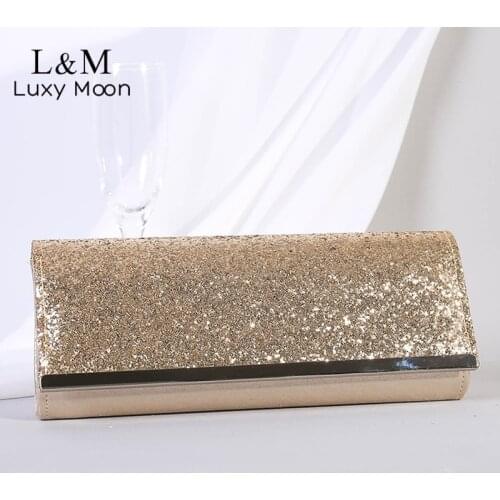 Evening Clutch Bag For Women Sequin Luxury Designer Handbag Small Gold Silver Wedding Purse Exquisite Banquet Shoulder Bag X501H