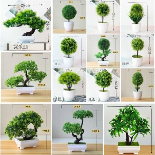 Green Artificial Plant Bonsai Simulation Pine Tree Potted Table Top Ornaments Home Office Decor Fake Plants Pot Decorative Craft