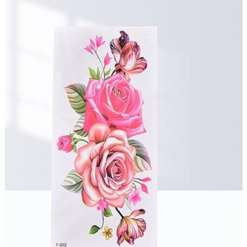 AACAR Rose flowers waterproof Sexy lady women big Flower temporary tattoos stickers arm shoulder tattoo on body Art