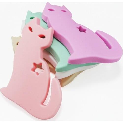 2PCS BPA Free Silicone Cats Baby Teething Toys Chewable Beads Pendant Nursing Necklace Silicone Baby Pacifier Dummy Gfit Teether