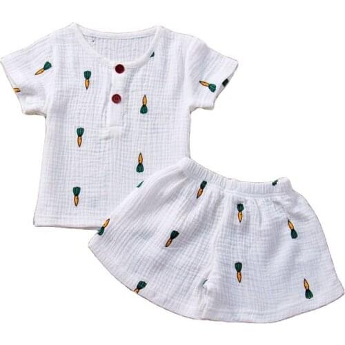 2020 Summer Cute Cartoon Children 's Clothing Boys And Girls Cotton Top Pants 2-Piece Set Children 's Casual Sportswear Set