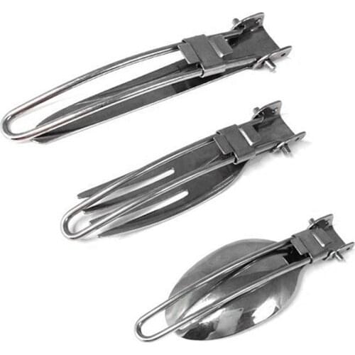 3Pcs/Set Camping Stainless Steel Folding Cutlery Utensil Kit Spoon Fork Knife