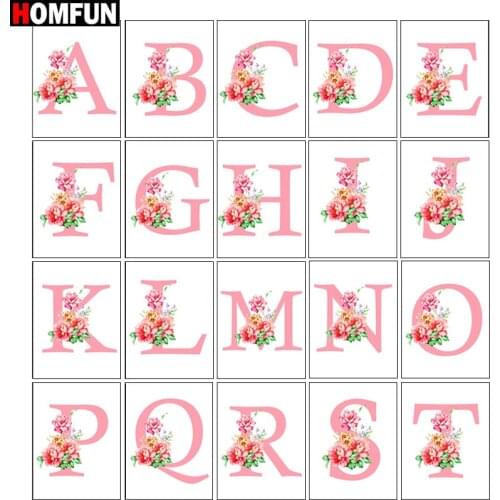 HOMFUN Full Drill Diamond Painting "English alphabet bouquet" DIY Picture Of Rhinestone 5D Diamond Embroidery Cross Stitch Decor