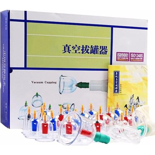 Free Shipping Chinese Vacuum Cupping Kit 24Pcs Cupping Cans Chinese Acupuncture Massage Suction Cup Health Massage