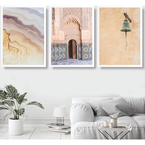 Boho Art Prints Morocco Door Travel Photo Canvas Painting Bohemian Painting on The Wall Abstract Agate Pictures for Living Room