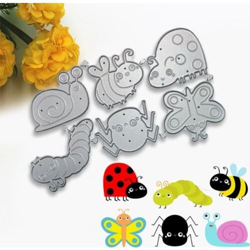 Ladybug Caterpillar Bee Cartoon Insect Carbon Steel Cutting Dies DIY Scrapbooking Photo Album Embossing Paper Cards wholesales