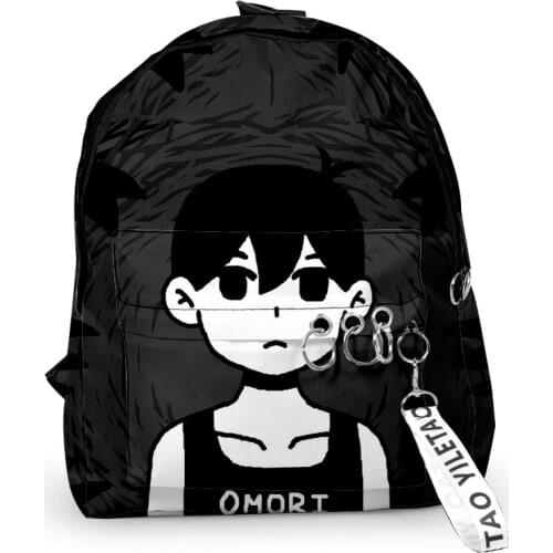 Omori Oxford Fabric One Shoulder Keychain Backpack Printed Casual Student School Bag