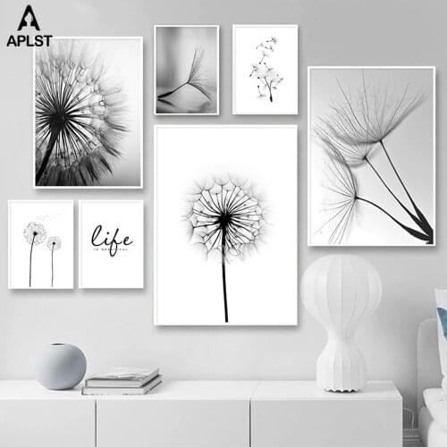 Be Free Dandelion Flowers Canvas Poster Love Quote Wall Art Painting Black & White Artwork Prints Life Words Picture Home Decor