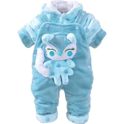 New Fashion 2pcs Baby Boy Grils Clothes Flannel Baby Clothes kids Overalls for 0-18months Baby Fox Animal Romper