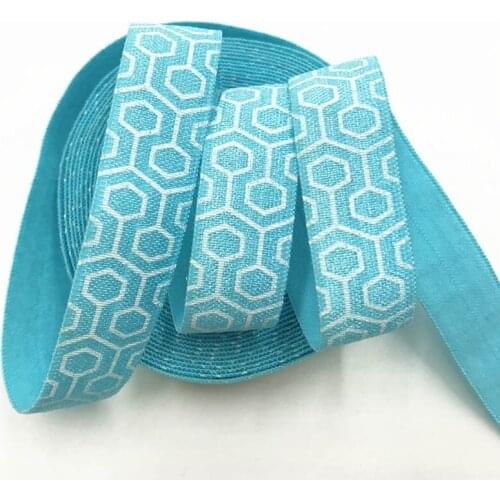 5 Yards 15mm Geometric print Fold over elastic Stretchy FOE DIY Baby Headbands and Hair Ties Accessories