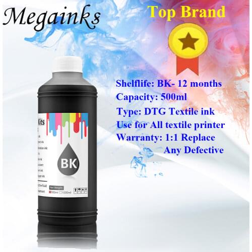 Megainks 500ML BK C M Y White per bottle Digital Textile Ink for Epson Sure color F2000 F2100 F2130 F2140 F2150 F2160 printer