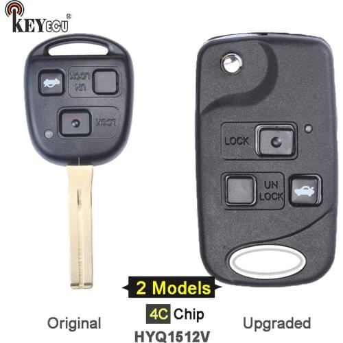 KEYECU 4C Chip HYQ1512V Upgraded / Original 3 Button Remote Car Key Fob for Lexus ES300 GS300 GS430 GS400 IS300 LS400 1998-2005